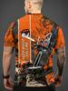 T-shirt da uomo girocollo con stampa 3D motosega e taglio del legno – Ispirata all'avventura all'aria aperta, Abbigliamento casual estivo, Traspirante e confortevole per l'escursionismo,