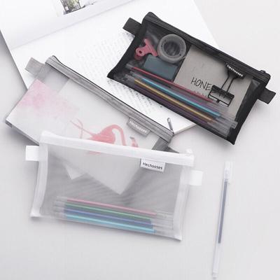 Transparent Mesh Pencil Case Storage Student Simple Pencil Bag Large Capacity Pouches Stationery Organizer Pencilcase Holder