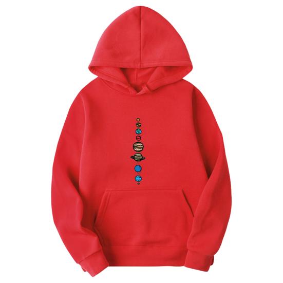 2024 унисекс осенне-зимняя расписная толстовка однотонная с длинными рукавами модная свободная толстовка большого размера уличная одежда 3XL красный 1527₽