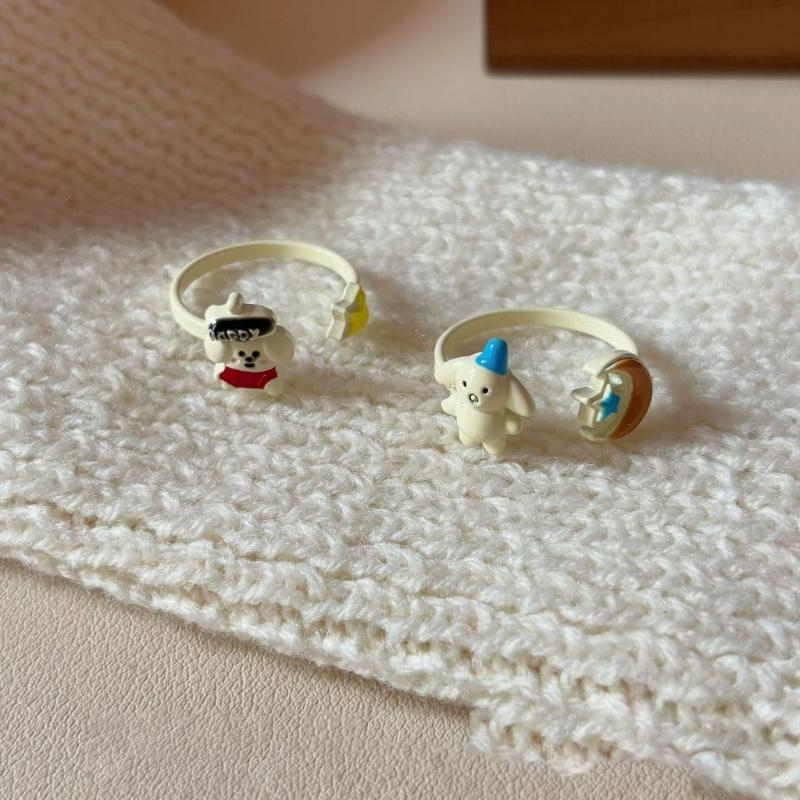 Fashionable Animal Shaped Adjustable Rings Lovely Cartoon Cats Dog Jewelry Special Gifts for Her Him Stylish Outfits