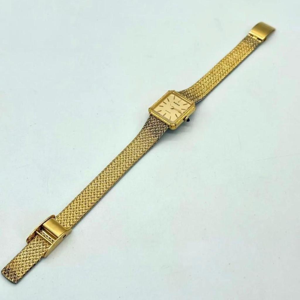 Used A014 RADO Antique Ladies Watch Elegance Gold Color Mesh Bracelet