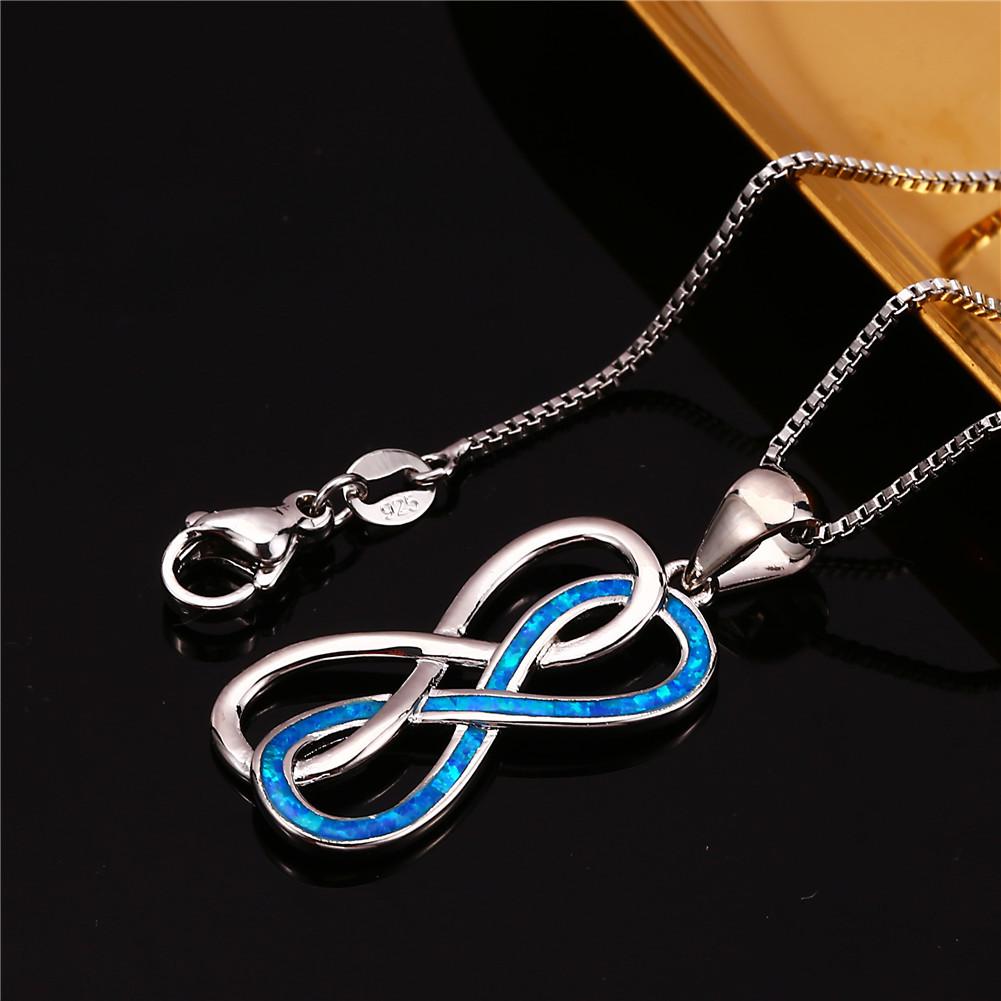 New Minimalist Style Gold Blue White Double 8 shaped Interwoven Pendant Versatile Necklace