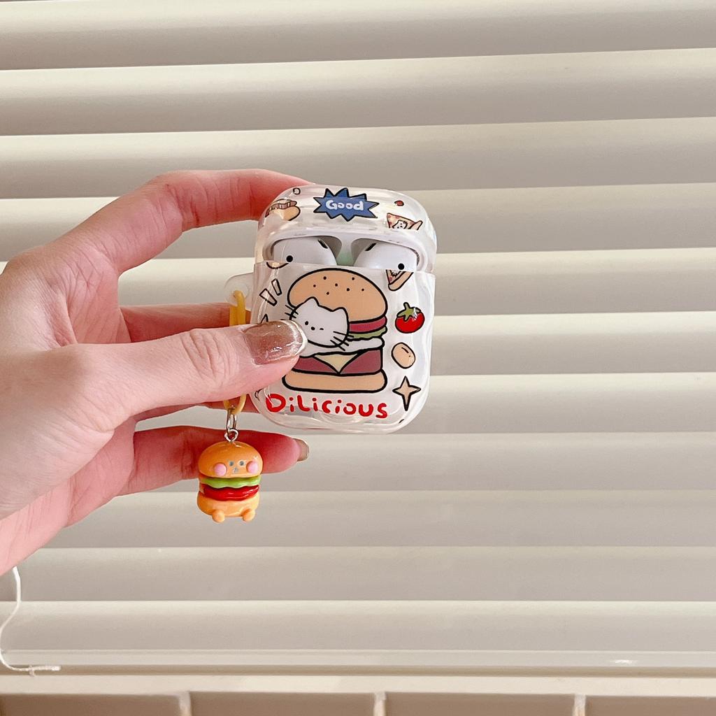 Applicable To Korean Hamburger Cat AirPods 1 Protective Case Pro1 Apple Wireless Bluetooth 1/1st Generation Earphone Case