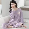 Aifen Teng Women's Pajamas Set: Pure Cotton, Long Sleeve, Long Pants, Casual Home Wear, Suitable for Spring, Autumn, and Winter.