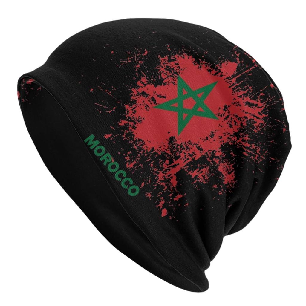 Moroccan Flag Bonnet Hats Autumn Winter Outdoor Skullies Beanies Hats Morocco for Unisex Women Summer Thermal Elastic Caps