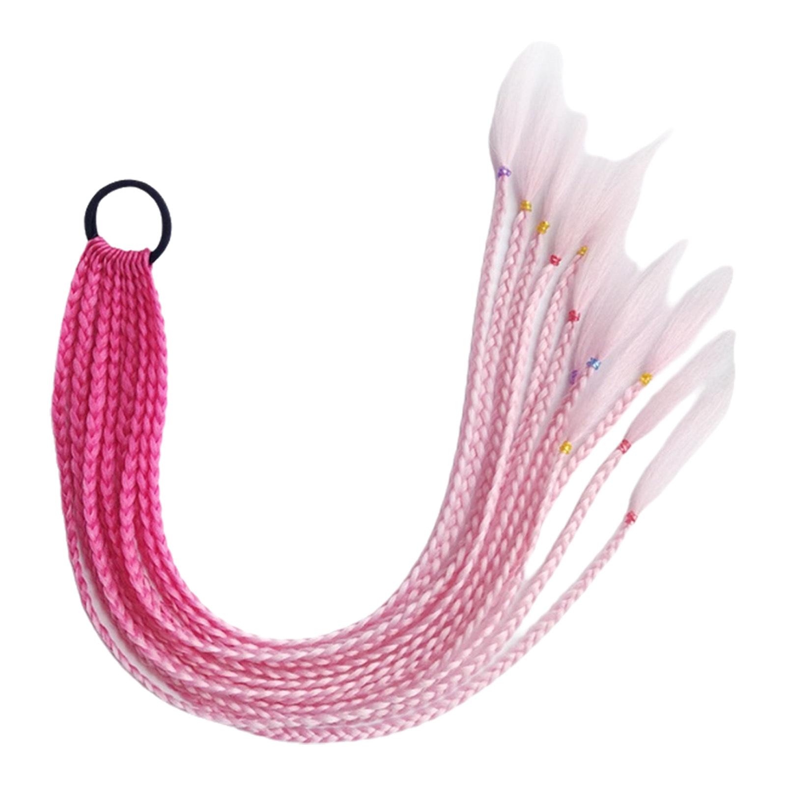 

12Pcs Multicolor Braided Hair Extensions with Rubber Bands Gradient Synthetic Hair Ponytail Pieces for Women Girls Kids Party Cosplay and Dress Up One Size