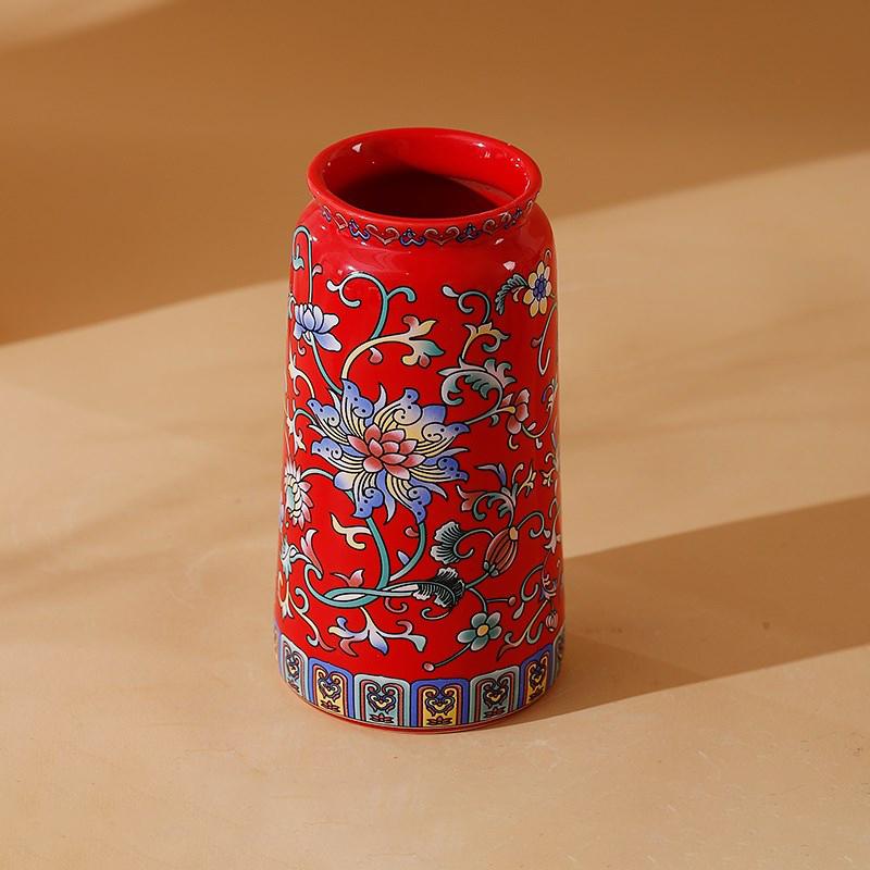 Small Ceramic Vase for  Handmade Elegant Vintage Chinese Painting  Enamel Glazed Porcelain Decorative Vases for Office Home