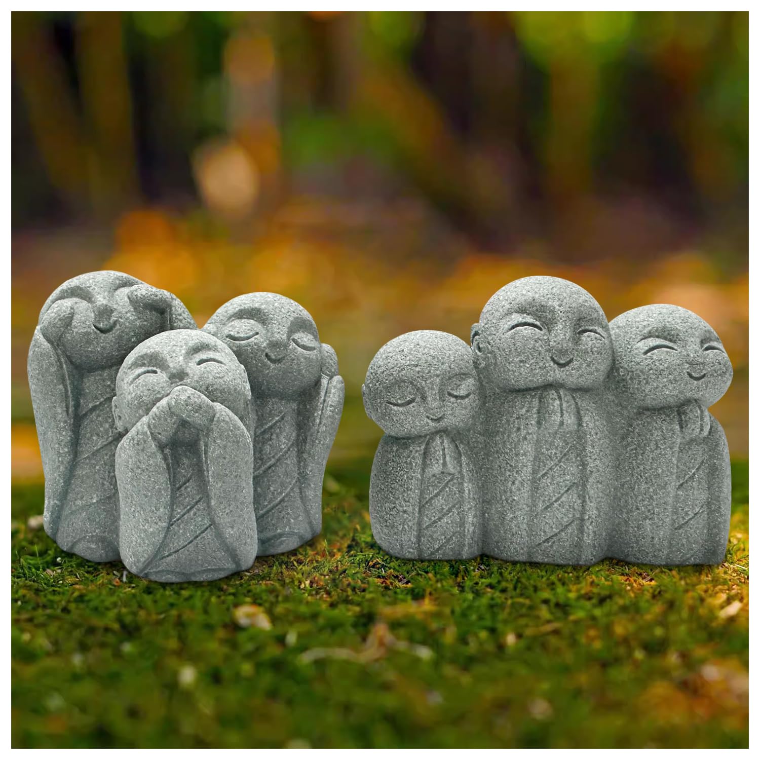 

YUYAKESHI Jizo Statues, Healing, Monk, Palm-Sized, Guardian Deity, Blue Sandstone, Garden Ornament, Prayer, Mini, Auspicious, God and Buddha Statues