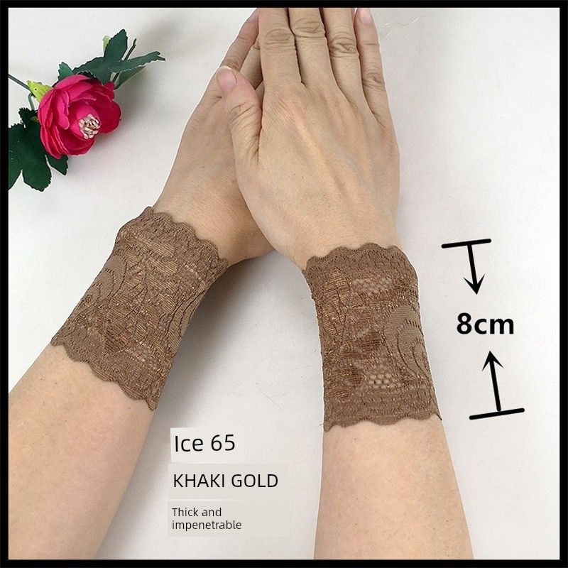 

Летний и Осенний Тонкий Короткий Эластичный Манжет Защита от Шрамов Кружевной Напульсник Тату-Рукав Дышащий Наручный Манжет Кружевной Браслет Ice 65 khakis Gold 8cm long a pair XXL