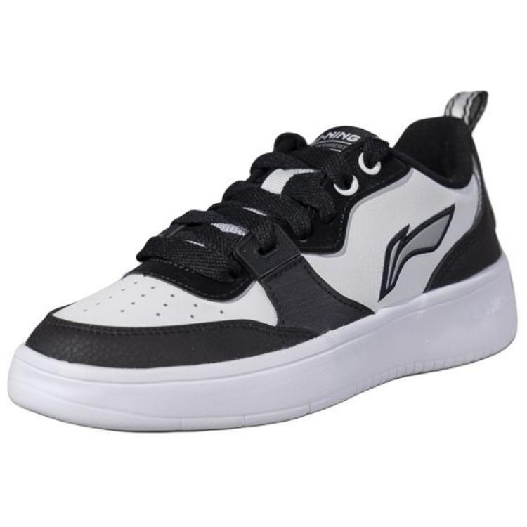 Li Ning Synthetic Leather Comfortable Trendy Non-Slip Lightweight Low-Top Skate Shoes Women sneaker White Black AGCU544-3