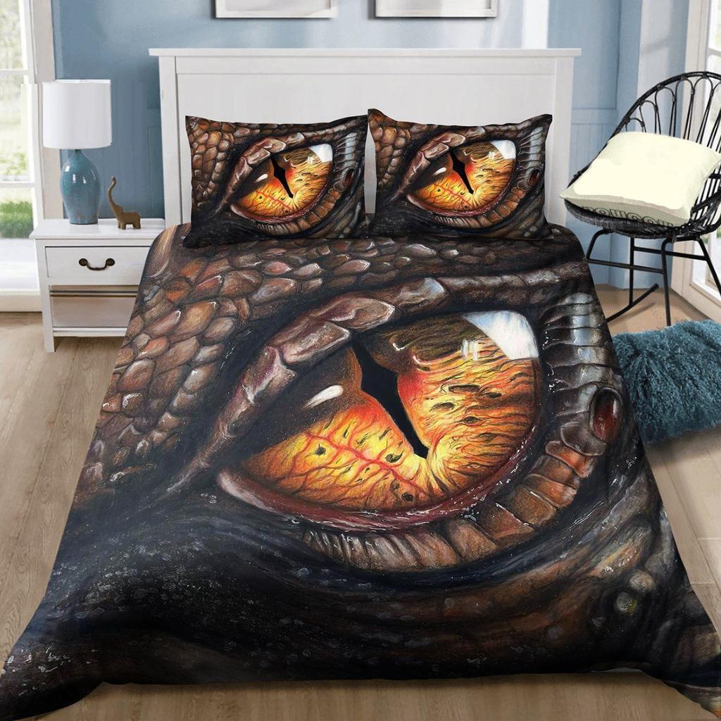 Желтый Глаз Черного Дракона Комплект Пододеяльника Фэнтези Дракон Большой Монстр Готические Постельные Принадлежности Покрывало с Глазами Дракона 2/3 шт.