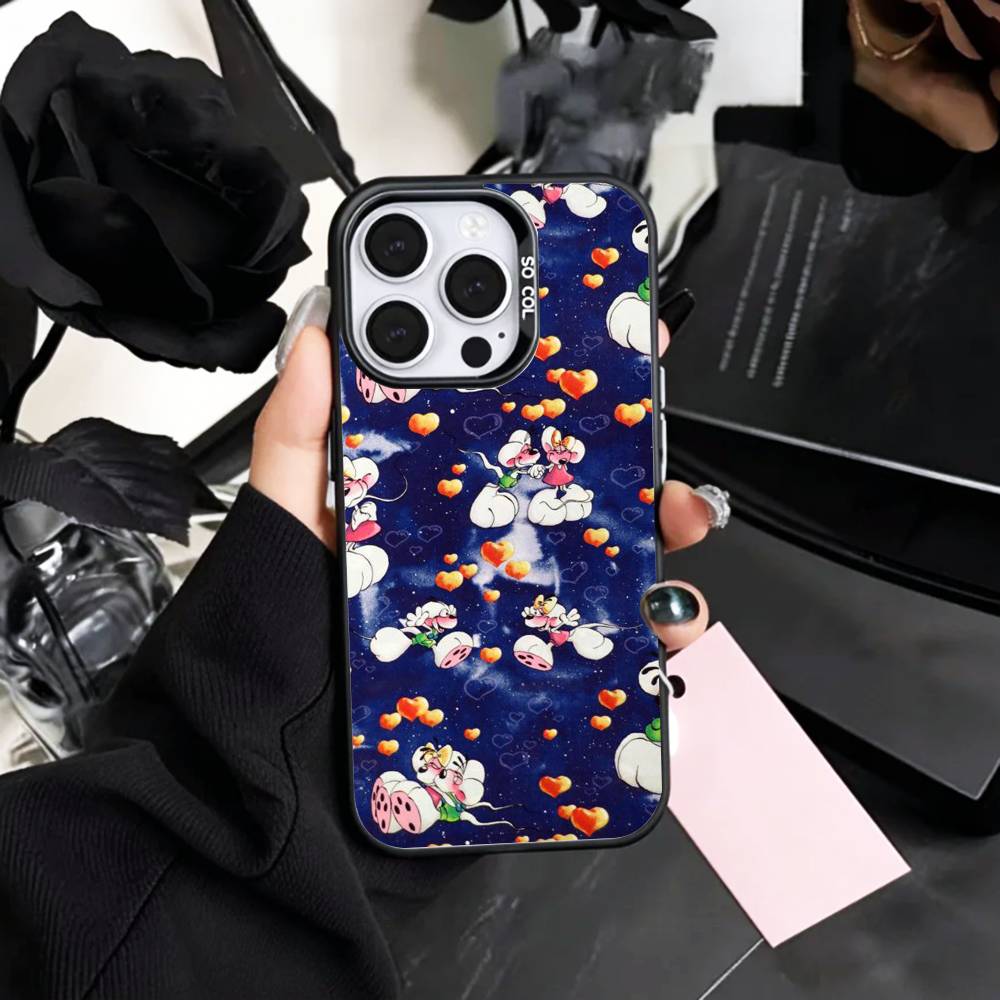 

LOVELY D-Diddl Phone Case For iPhone17,16,15,14,13,12,11 Plus,Pro Max Colored Silver Plated Inside Cover iPhone15pro