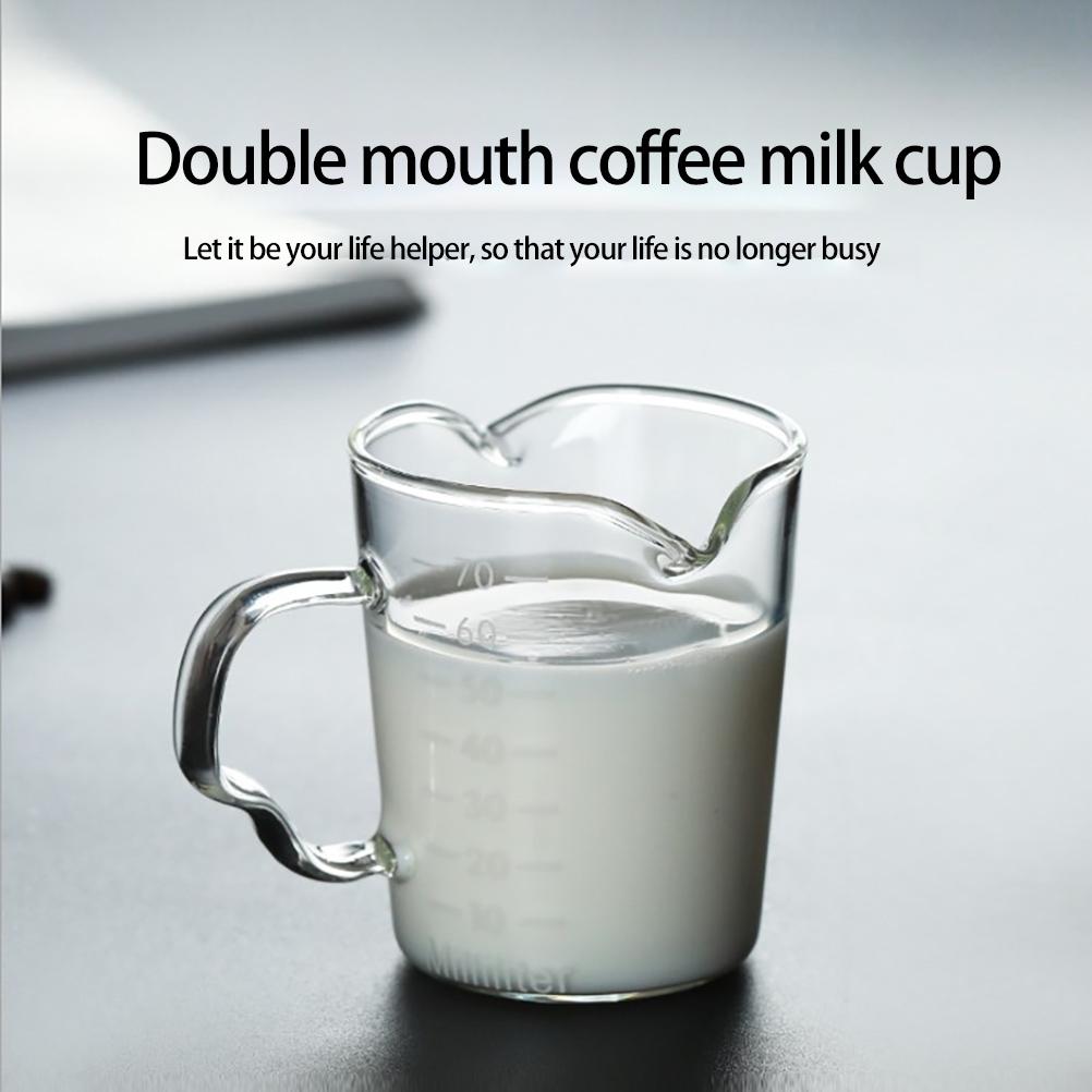 Thickened Glass Baby Feeding Cup with Scale Dual Spout Milk Mixing Cup for Formula & Coffee Transparent