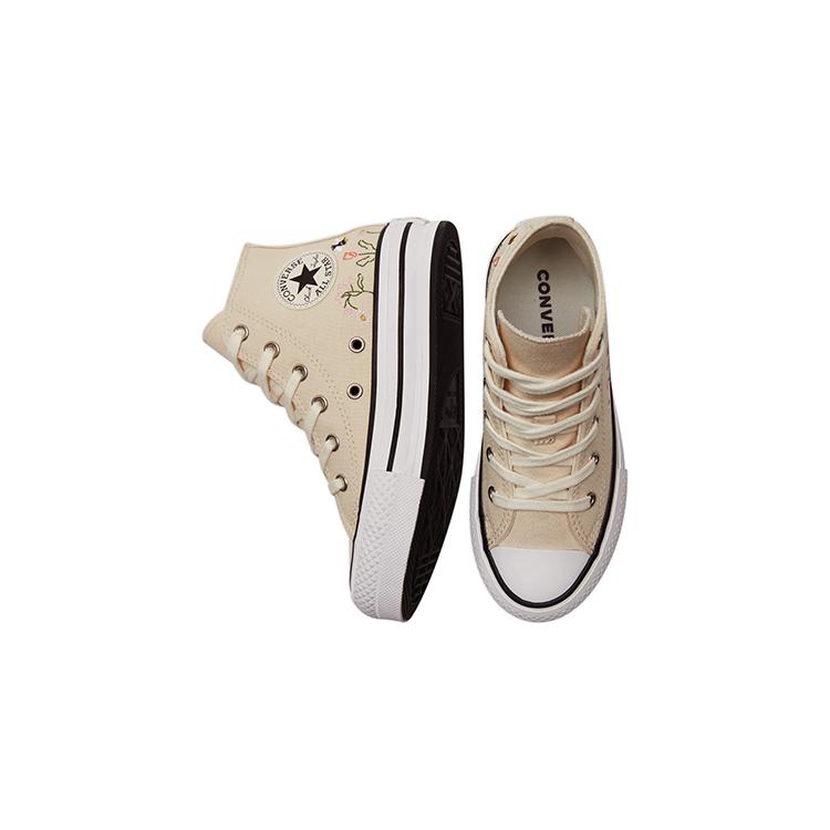 Converse All Star Lift Platform High PreSchool 'Floral Embroidery - Natural Ivory' (Unisex) Natural Ivory / White / Black