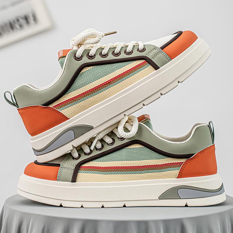 Men Platform Sneakers Street Style Shoes Personalized Mixed Color Design Skateboard Casual Outdoor Shoes