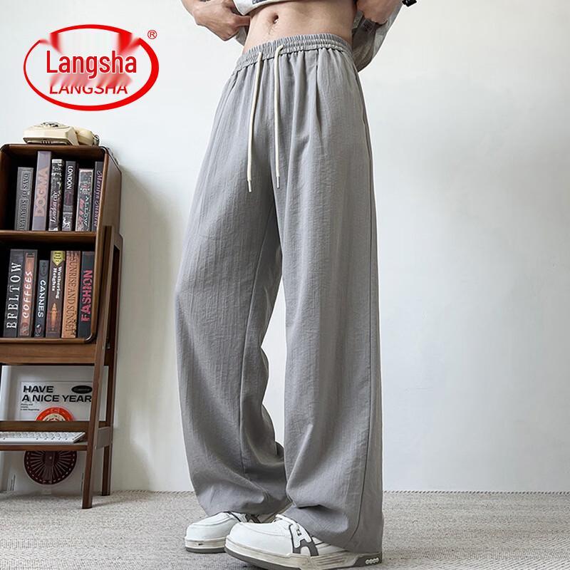 LangSha Men s Summer Ice-Feel Straight-Leg Casual Pants 2XL