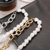 Fashion Chain Pearl Necklace for Women Baroque Pearl Metal Charm Pendant Necklaces Choker Snake Chain Jewelry Gold Silver Color