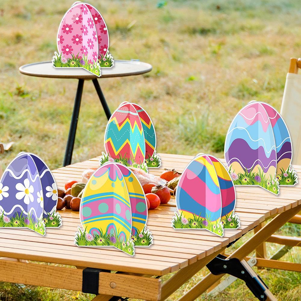 6pcs Easter Paper Easter Egg Three-dimensional Decoration, Desktop Decoration, for Rabbit Carnival, Parties, Home Decoration.