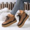 High-top Cotton Shoes, Fleece Women's Shoes, Round-toe Lace-up Sports and Casual Board Shoes
