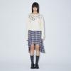 Lara Fox Check Unbalance Pleats Skirt Blue Bq4Ws001