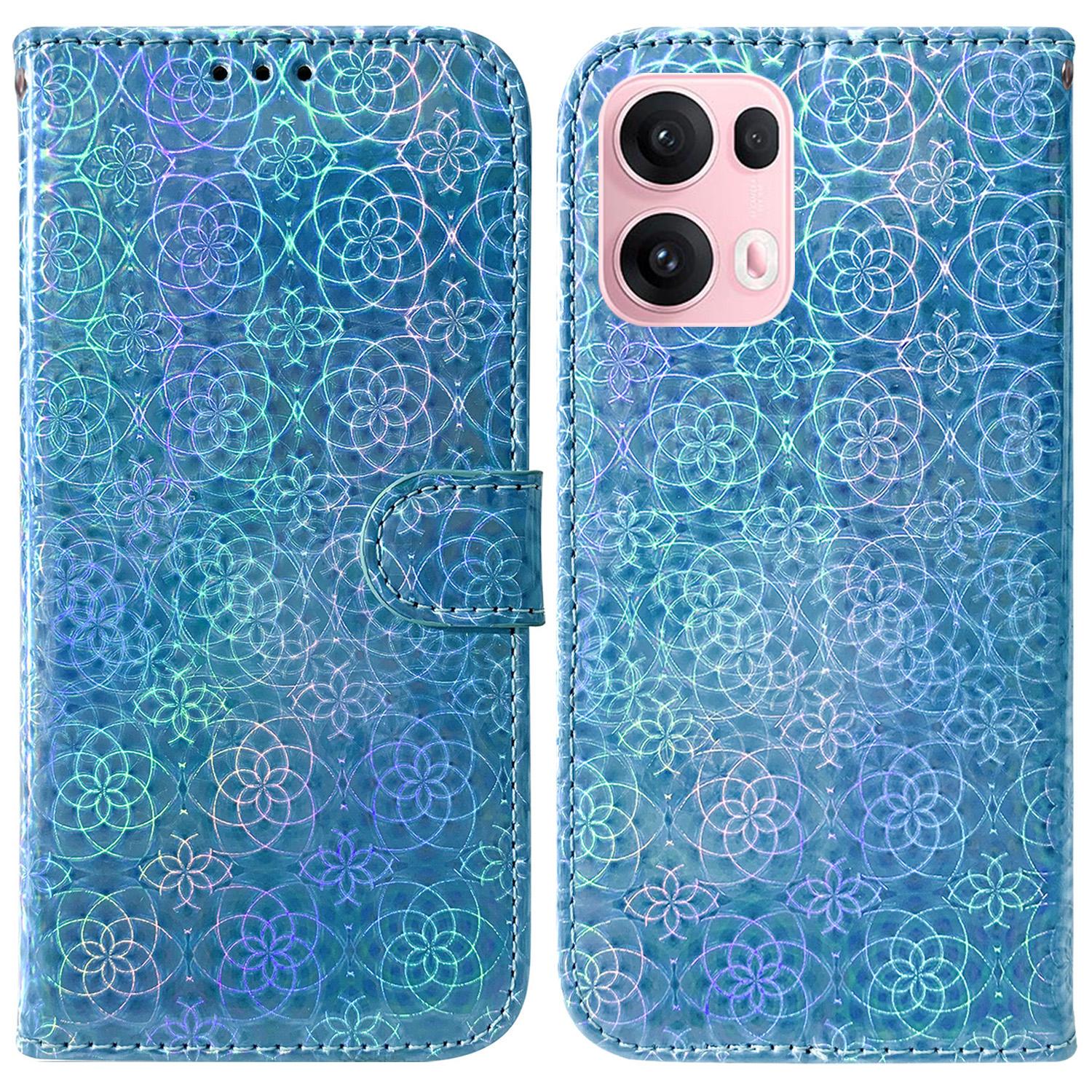 

Для Oppo Reno13 Pro 5G Чохол-підставка Шкіряний чохол для телефону з блискучою квіткою Blue