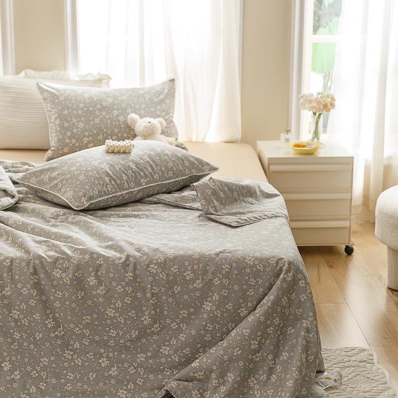 Cuvertură dublă cu aer condiționat, din bumbac, pentru copii, cu desene animate, set de patru piese, cuvertură din fibră de soia.