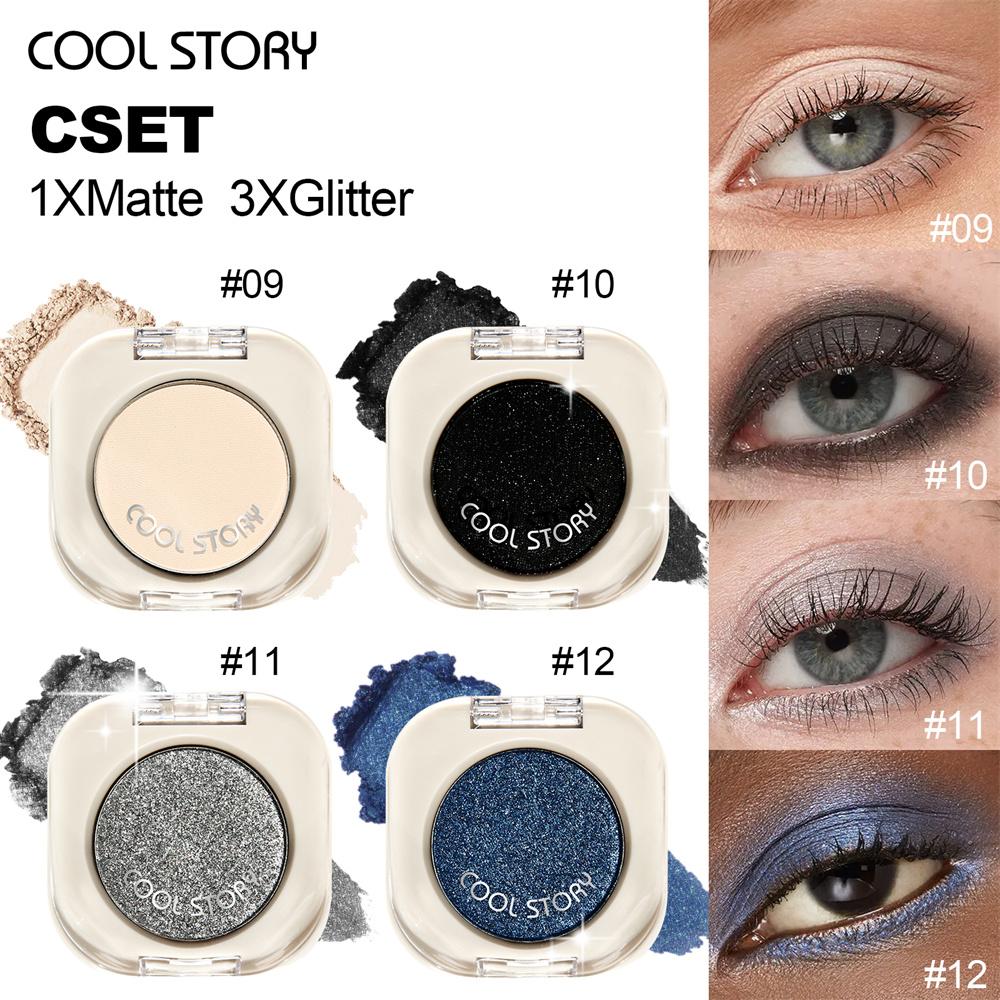 4 Colors Glitter Champagne Eyeshadow Diamond Waterproof Matte Eyeshadow Palette Pearlescent Glitter Shiny Eyes Makeup Cosmetic