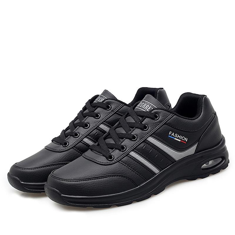 

2025 новые модные мужские повседневные туфли на воздушной подушке с подошвой из ПУ говяжьих сухожилий, низкие мужские туфли, дышащая спортивная обувь, одиночные туфли большого размера 46 чёрный