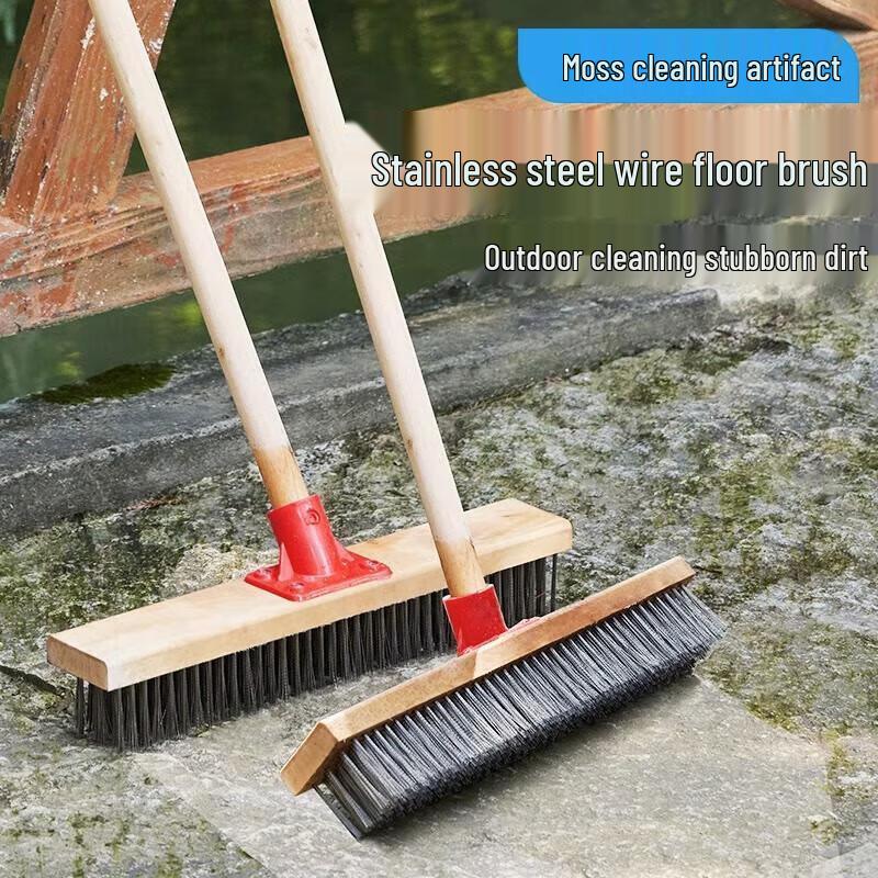 SUNWRAP Long Handle Hard Bristle Floor Cleaning Brush