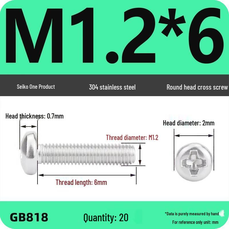 Phillips Pan Head Machine Screws, 304 Stainless Steel, Sizes M1-M10