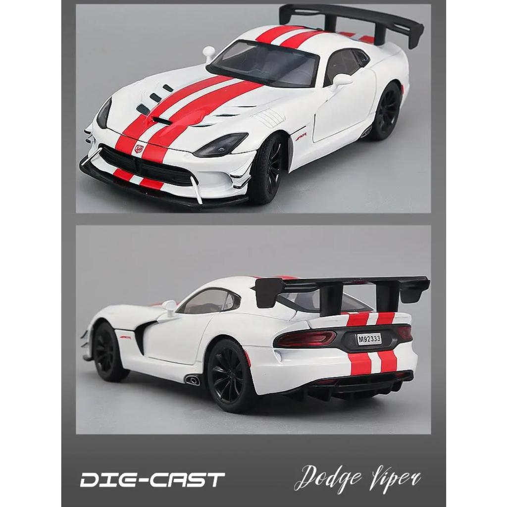 1/24 Dodge Viper ACR SRT Alloy Sports Car Model Diecast Metal Track Racing Vehicles Car Model Sound and Light Childrens Toy Gift