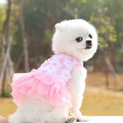 Bichon for Small Dog Party Supplies Peach Blossom Dog Skirts Pet Costume Dog Dress Puppy Clothes