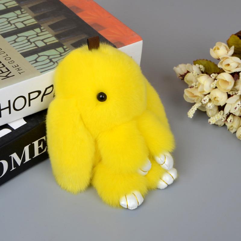 Plush Bunny Keychain Women Fur Angel Rabbit Key Ring Hare Plush Dolls Toy Girls Bag Car Key Pendant