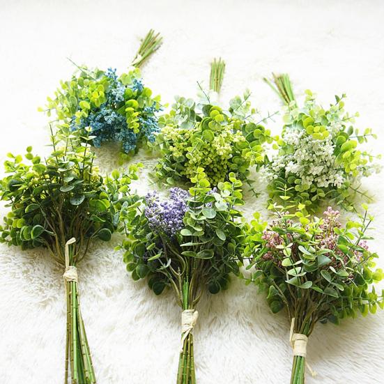 1Bouquet Artificial Vanilla Fruit Eucalyptus Leaves Wedding Party Home Art Decor
