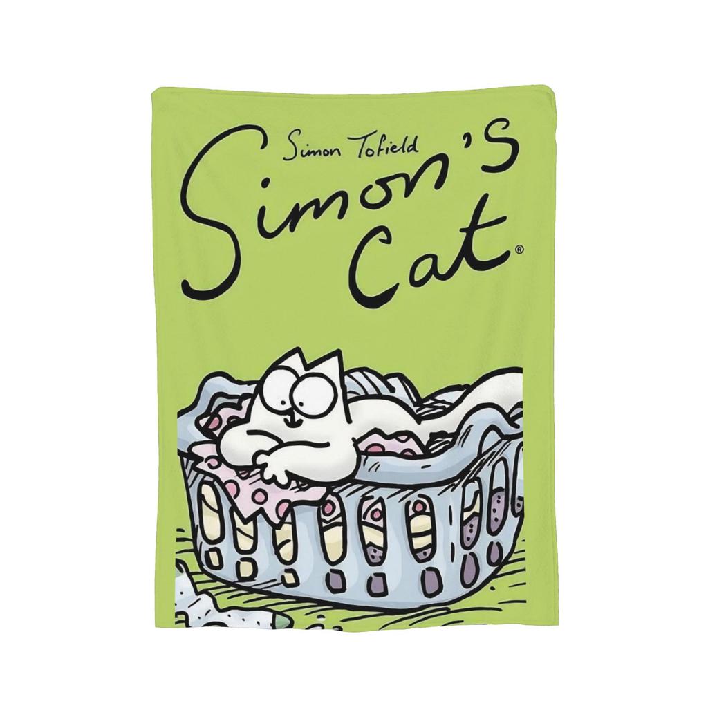 Simons Cat Humorous Cat Flannel Blankets Novelty Throw Blankets for Home Hotel Sofa 125*100cm Bedspreads,