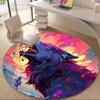 1PC Wolf Fantasy Office Round Area Rug, Mat Suitable For Office, Under Office Chairs Bedroom Living Room Home Decor, Room Deco