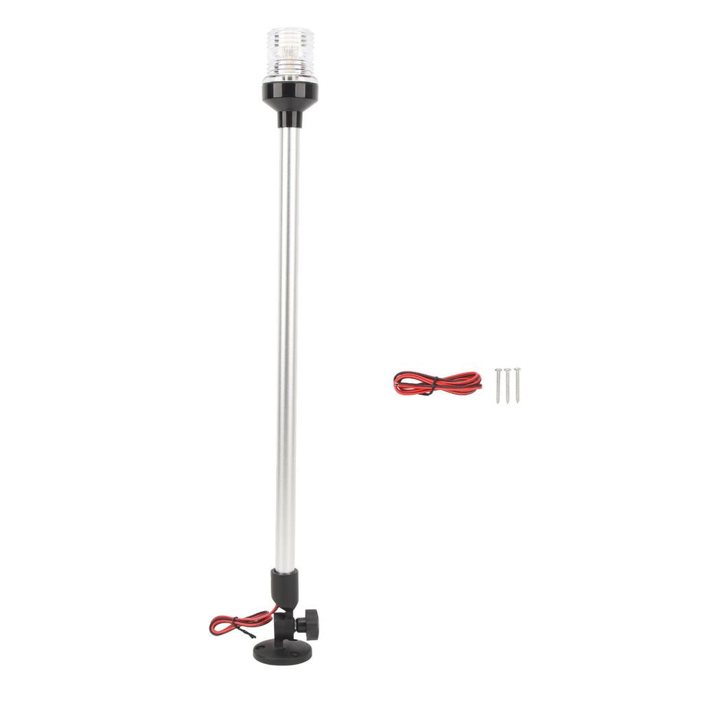 24in Boat Anchor Light 360 degrees All Round Rotating LED Stern Pole Light Aluminum Alloy Base for Yachts Marine Black