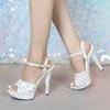 Summer 13CM Stiletto Sandals Female Cozy Patent Leather Peep Toe Buckle Strap Platform High Heels Women Party Dress Shoes