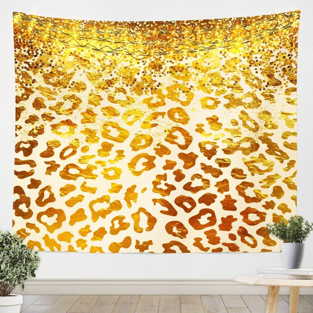 Manfei Gold Leopard Print Sequin Tapestry 75x100 чёрный
