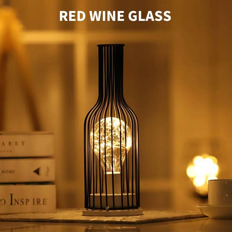 GGBingo DIY Creative Wine Bottle Decoration Night Light Nordic Iron Art Romantic Atmosphere Light Desktop Decoration Gift