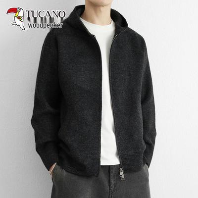 Men's Hooded Zipper Knit Cardigan Jacket