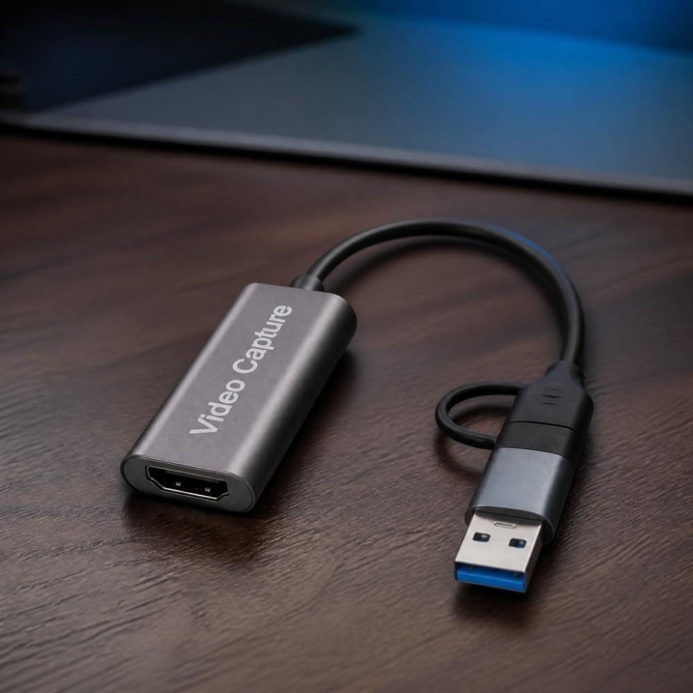 USB Type Game Capture Device 1080P 60FPS HD to USB Adapter Compact Video Capture Card Recording