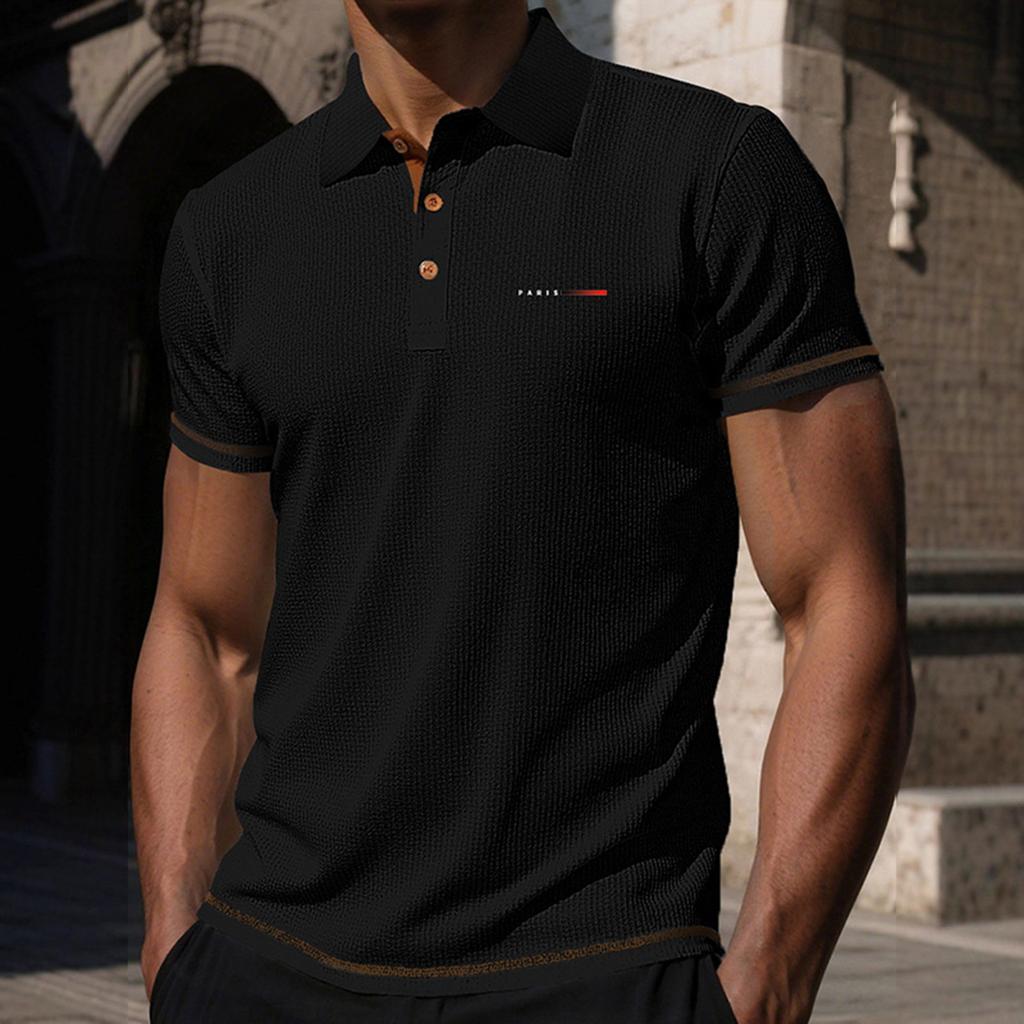 Men Mesh Knit Short Sleeve Shirt with Polo Collar Button Front Lightweight Breathable Ice Silk Fabric Casual Summer Top
