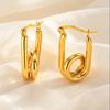 Minimalist Gold Color U-Shape Earrings for Women, Stainless Steel Irregular Geometric Hoop Earrings, Party Fashion Chic Jewelry