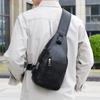 Simple and Fashionable Casual Solid Color PU Multifunctional USB Charging Zipper Man's Chest Bag Crossbody Bag for Commuting