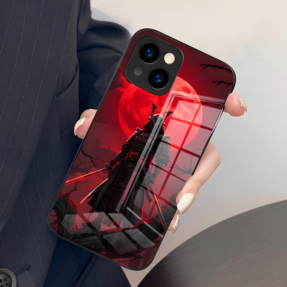Samurai Mask Phone Case For IPhone 17 Pro Max 15 Pro 16 14 Plus 12 13 Mini 11 Pro Shockproof Glass Cover