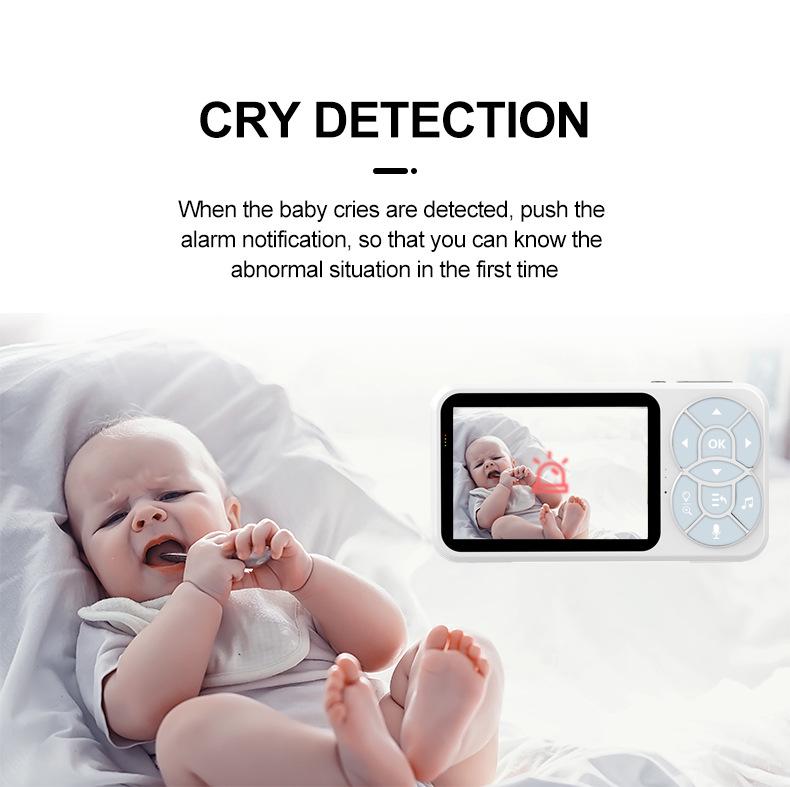 3.5" Baby Monitor with Color Display, Night Light, Temperature & Cry Detection, Two-Way Talk