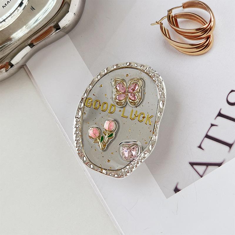 Wind Mobile Phone Airbag Bracket Rhinestone Gem Mirror Sticker Butterfly Flower Retractable Special-Shaped Ring Buckle