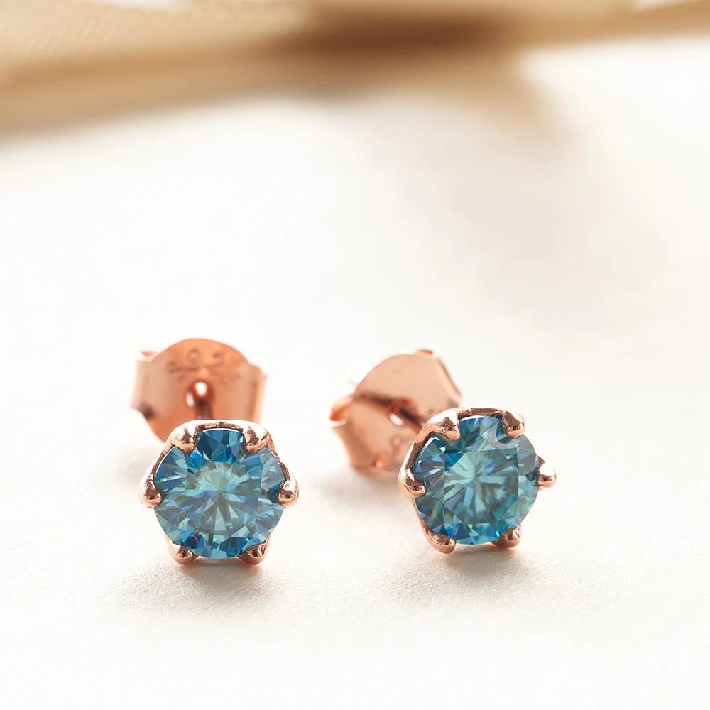 Pendientes de botón de moissanita GRA de 0,5 ct-1 ct color D certificados Diamante creado en laboratorio Plata 925 Chapado en oro Joyería para bodas