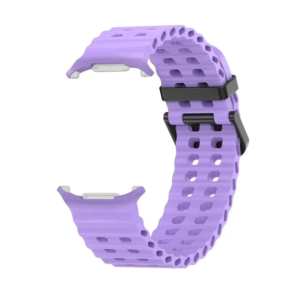 NEW Marine Silicone Strap For Samsung Watch 7 Ultra 47mm Bracelet No Gaps Sport Two-tone Band for Galaxy Ultra Watchband Straps